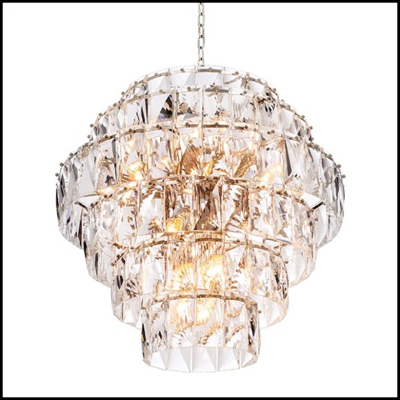 Chandelier en nickel et verre clair cristal 24-Amazone L