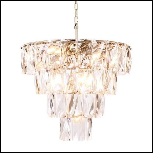 Chandelier en nickel et verre clair cristal 24-Amazone S