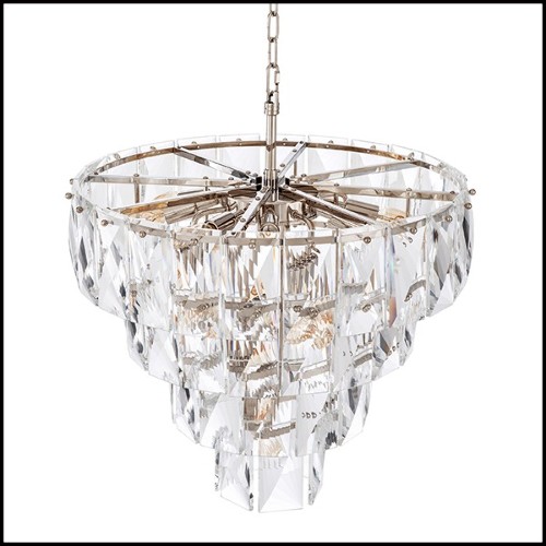 Chandelier en nickel et verre clair cristal 24-Amazone S