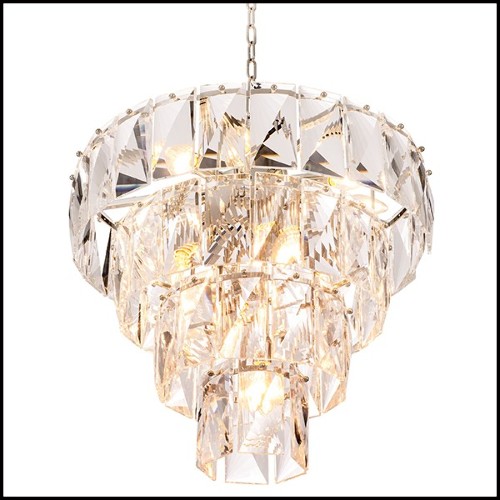 Chandelier en nickel et verre clair cristal 24-Amazone S