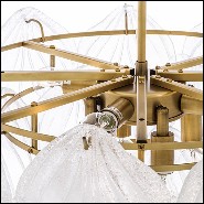 Chandelier in brass in antique finish and hand blown frosted glass 24-Novida