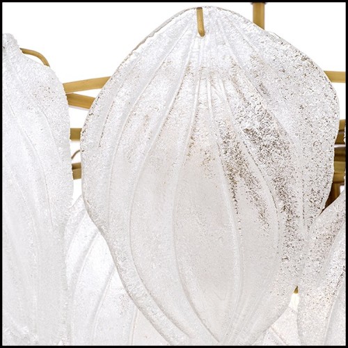 Chandelier in brass in antique finish and hand blown frosted glass 24-Novida
