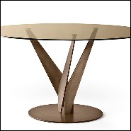 Table in brass and bronze with bronzed glass top 146-Ellipse Brass and Bronzed