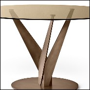 Table en laiton et bronze avec plateau en verre finition bronze 146-Ellipse Brass and Bronzed