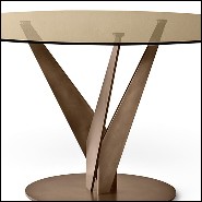 Table in brass and bronze with bronzed glass top 146-Ellipse Brass and Bronzed