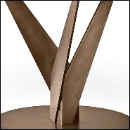 Table en laiton et bronze avec plateau en verre finition bronze 146-Ellipse Brass and Bronzed