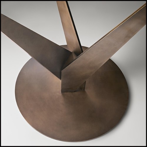 Table in brass and bronze with bronzed glass top 146-Ellipse Brass and Bronzed