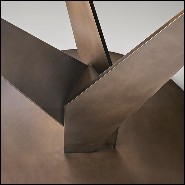 Table en laiton et bronze avec plateau en verre finition bronze 146-Ellipse Brass and Bronzed