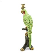 Bougeoir en porcelaine peint à la main 162-Green Parrot Sculpture