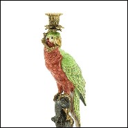 Bougeoir en porcelaine peint à la main 162-Green Parrot Sculpture