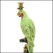 Bougeoir en porcelaine peint à la main 162-Green Parrot Sculpture