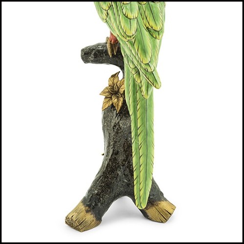 Bougeoir en porcelaine peint à la main 162-Green Parrot Sculpture