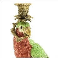 Bougeoir en porcelaine peint à la main 162-Green Parrot Sculpture