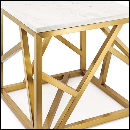 Side Table with metal base in brushed brass finish 162-Raytona Brushed
