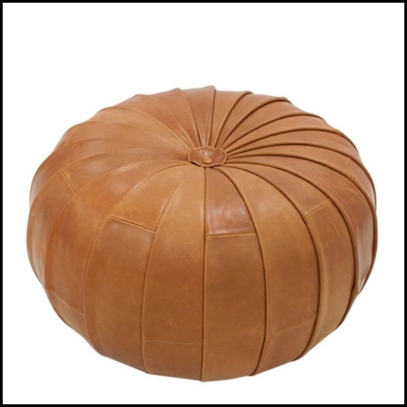 Pouf couvert de véritable cuir coloris brown 176-Shell