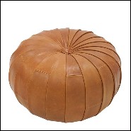 Pouf couvert de véritable cuir coloris brown 176-Shell