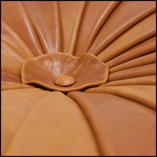 Pouf couvert de véritable cuir coloris brown 176-Shell