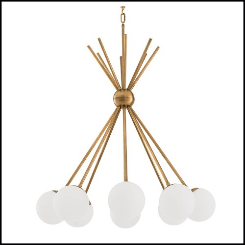 Chandelier with structure in brass in antique finish 24-Luxor