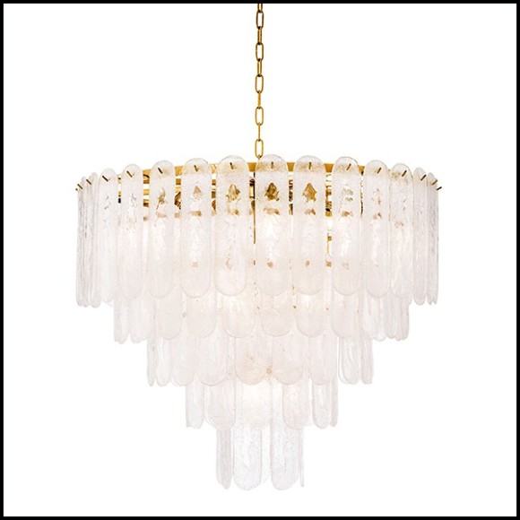 Chandelier avec structure finition gold et verre taillé finition givre 24- Riveria