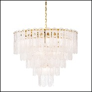 Chandelier with structure in gold finish and frosted glass 24-Riveria
