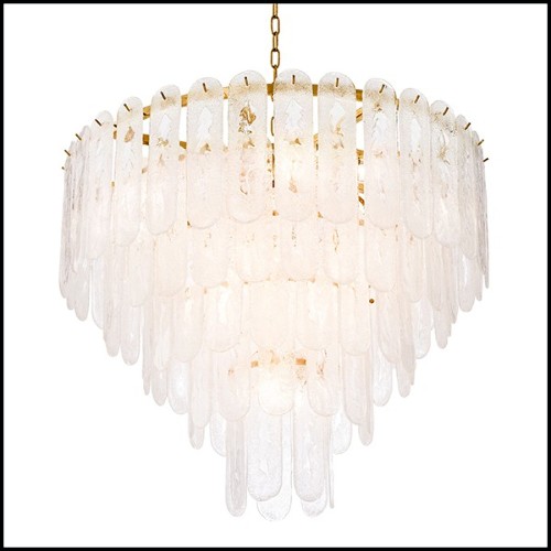 Chandelier avec structure finition gold et verre taillé finition givre 24- Riveria