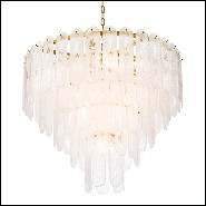 Chandelier with structure in gold finish and frosted glass 24-Riveria