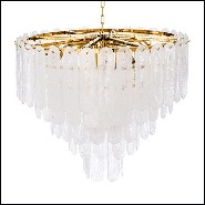 Chandelier avec structure finition gold et verre taillé finition givre 24- Riveria