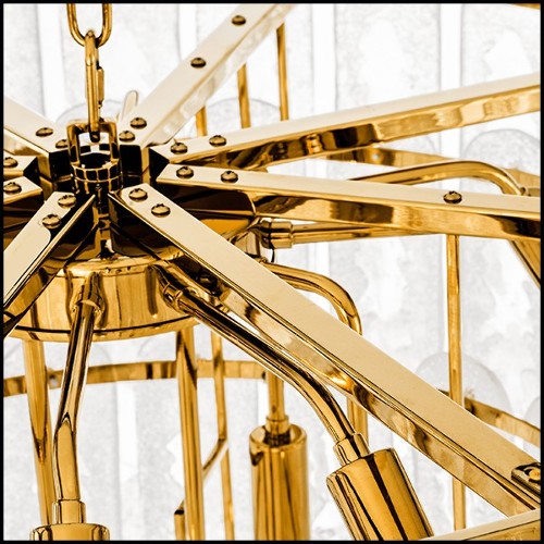 Chandelier with structure in gold finish and frosted glass 24-Riveria