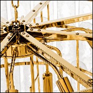 Chandelier with structure in gold finish and frosted glass 24-Riveria