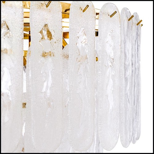 Chandelier with structure in gold finish and frosted glass 24-Riveria