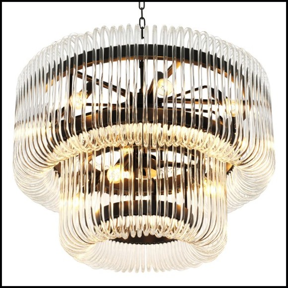Chandelier with structure in bronze finish and clear glass 24-Sutton House