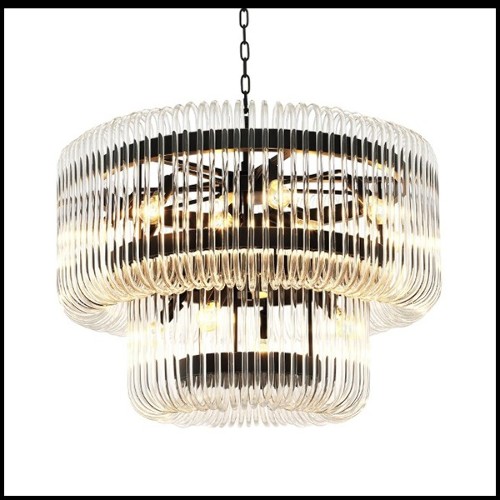 Chandelier with structure in bronze finish and clear glass 24-Sutton House