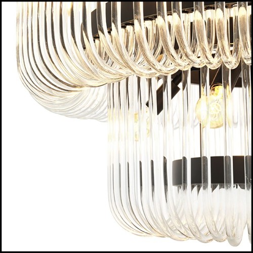 Chandelier with structure in bronze finish and clear glass 24-Sutton House