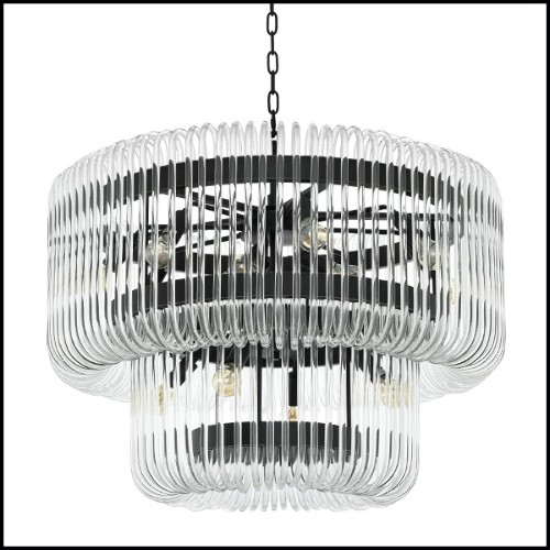 Chandelier with structure in bronze finish and clear glass 24-Sutton House