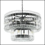 Chandelier with structure in bronze finish and clear glass 24-Sutton House