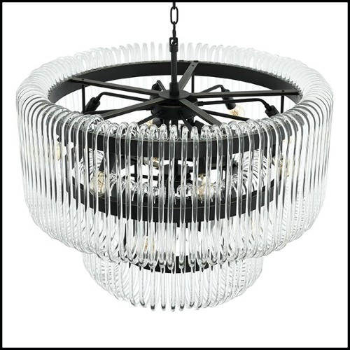 Chandelier with structure in bronze finish and clear glass 24-Sutton House