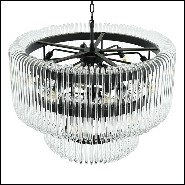 Chandelier with structure in bronze finish and clear glass 24-Sutton House