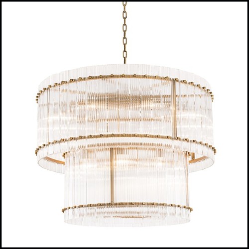 Chandelier with structure in brass in antique finish 24-Ruby L