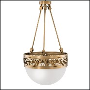 Chandelier with structure in brass and white glass 24-Bistroquette