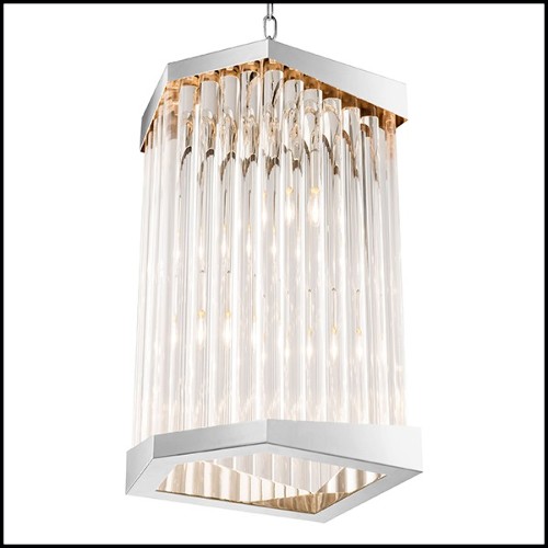 Chandelier with structure in nickel finish and clear acrylic 24-Waltz