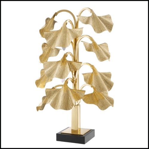 Lamp with structure in polished brass and with base in granite 24-Donati