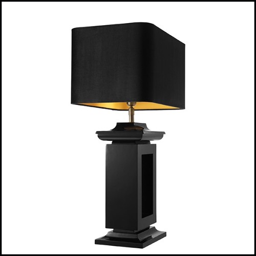 Table Lamp with structure in brass in black finish and shade in velvet 24-Mandarin