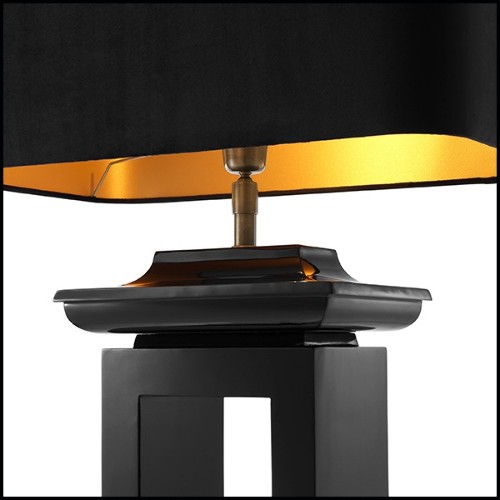 Table Lamp with structure in brass in black finish and shade in velvet 24-Mandarin