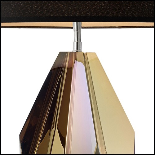 Table Lamp with structure in iron and base in crystal glass 24-Setai Amber