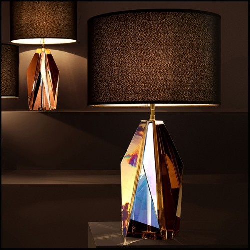 Table Lamp with structure in iron and base in crystal glass 24-Setai Amber