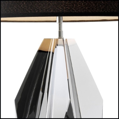 Table Lamp with structure in iron and base in smoked crystal glass 24-Setai Smoke