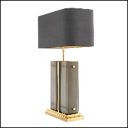 Table Lamp with structure in polished brass and frosted glass 24-Solana Brass