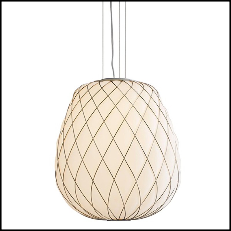 Suspension with structure in nickeled metal in gold finish 40-Baloon