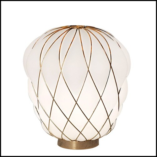Table Lamp with structure in nickeled metal in gold finish 40-Baloon