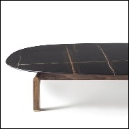 Coffee Table with black marble and with base in solid walnut wood 163-Dark Night